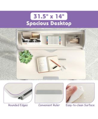 Kids Wood Height Adjustable Study Desk with Tilting Desktop