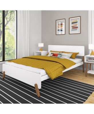 Mid-Century Modern Queen Platform Bed for Kids, Solid Wood