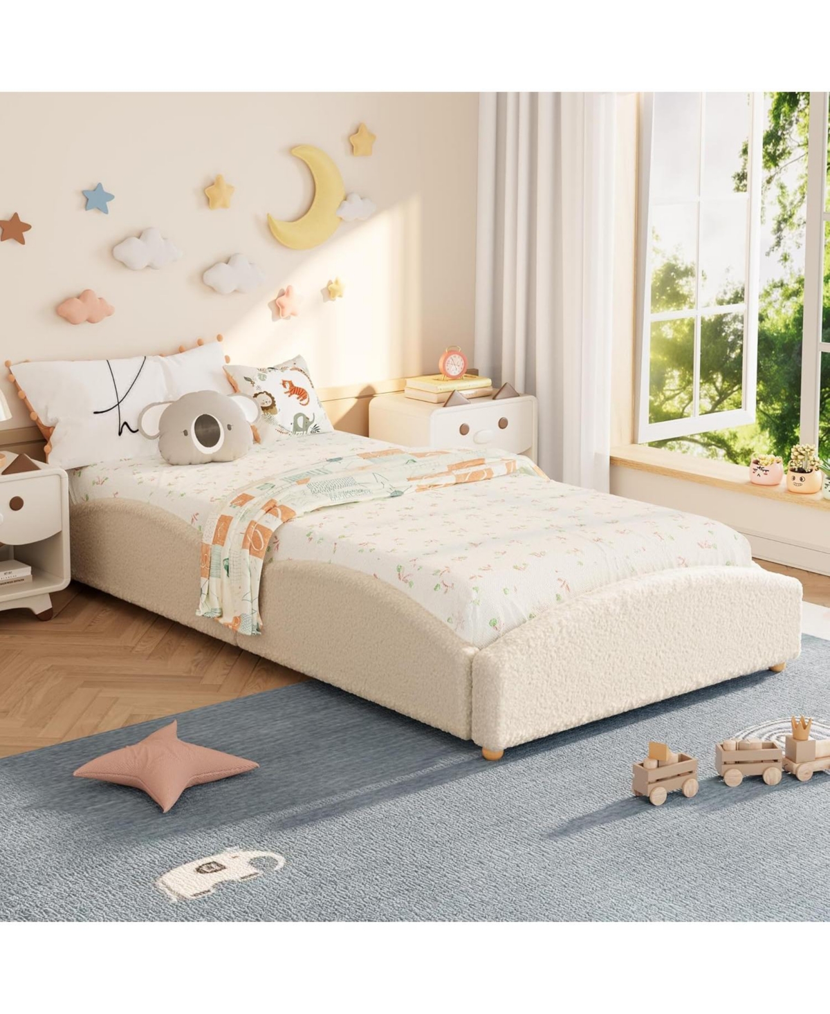 gaomon Twin Upholstered Floor Bed for Kids