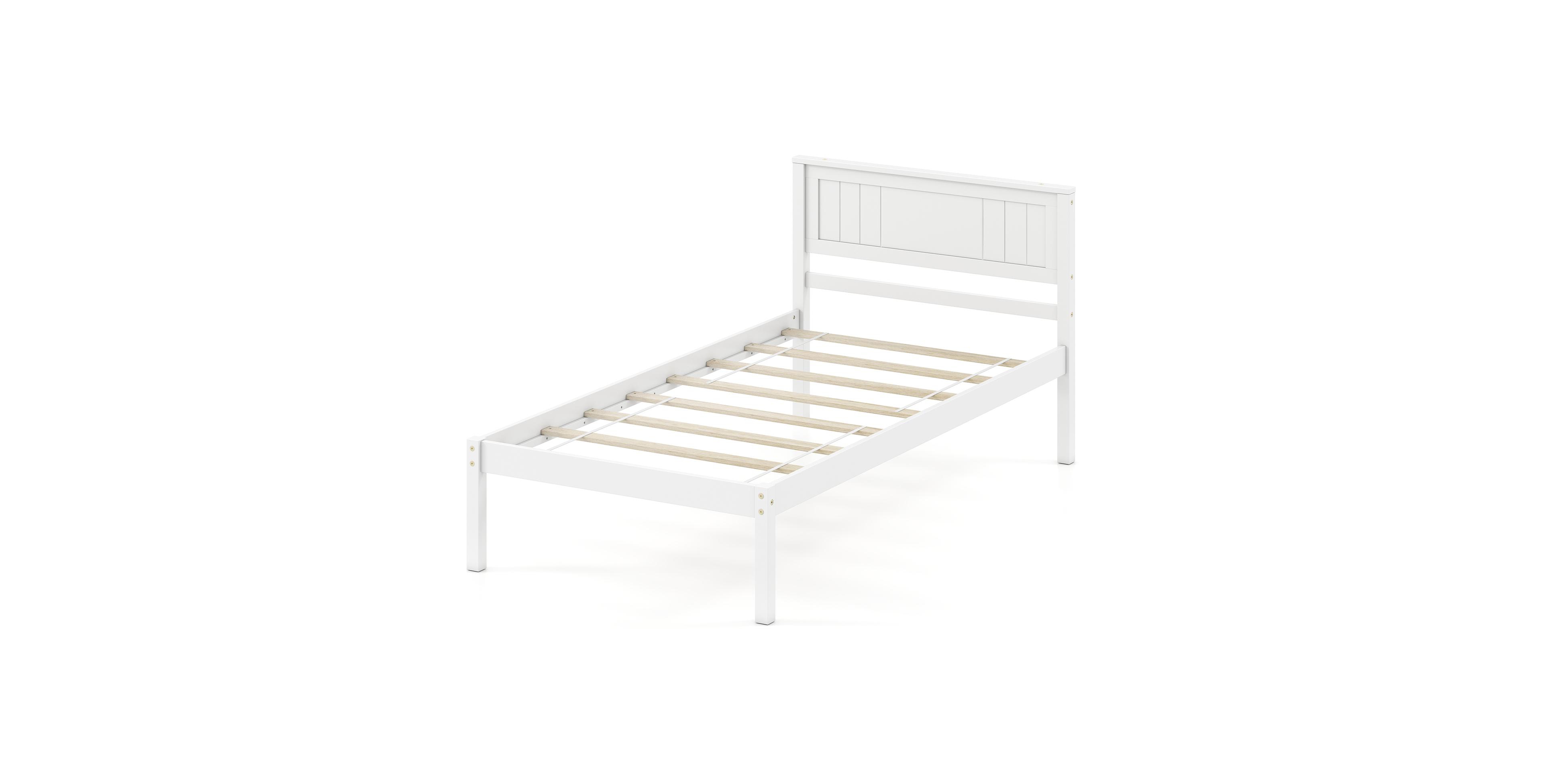 Slickblue Wooden Platform Bed Frame with Headboard and Slat Support