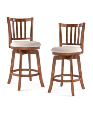 Set of 2 Swivel Counter Chairs with Backrest and Cushioned Seat