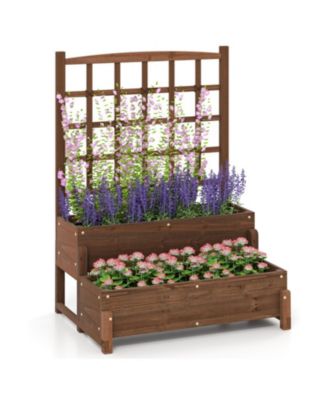 2-Tier Elevated Planter Box with Climbing Trellis