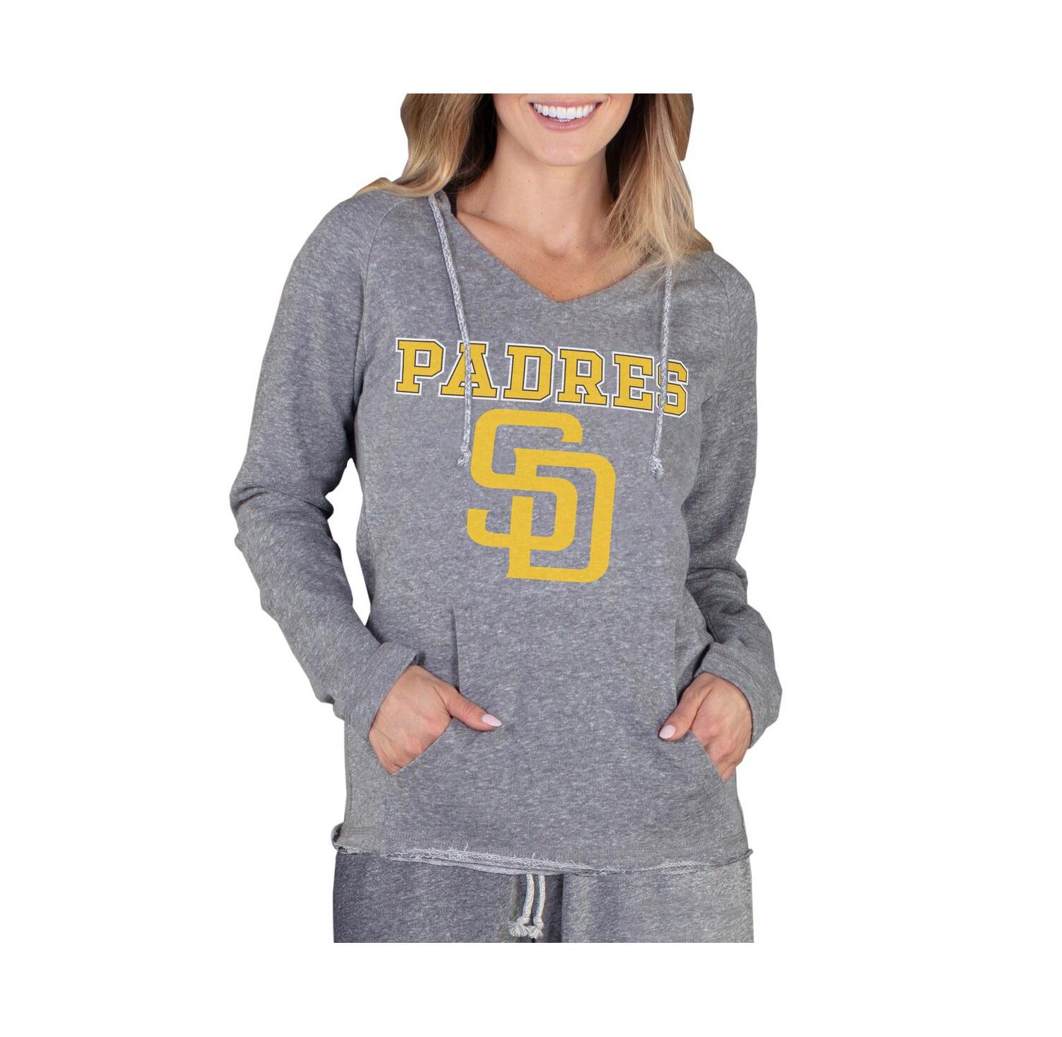 Women's Gray San Diego Padres Mainstream Terry Long Sleeve Hoodie Top