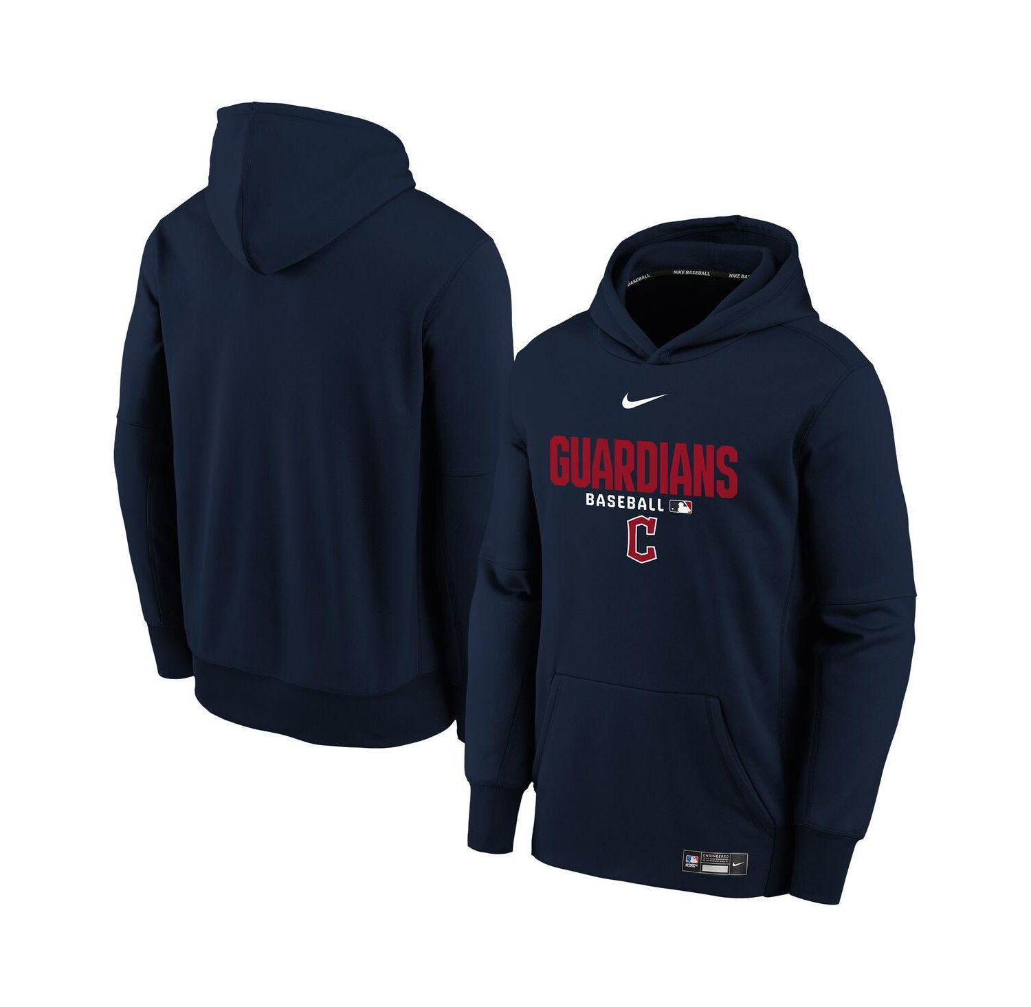 Big Boys and Girls Navy Cleveland Guardians Authentic Collection Therma-FIT Hoodie