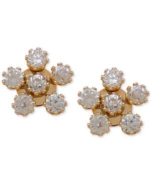 image of Children-s Cubic Zirconia Flower Stud Earrings in 14k Gold