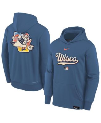 Big Boys and Girls Blue Milwaukee Brewers 2026 City Connect Authentic Collection Therma-FIT Hoodie