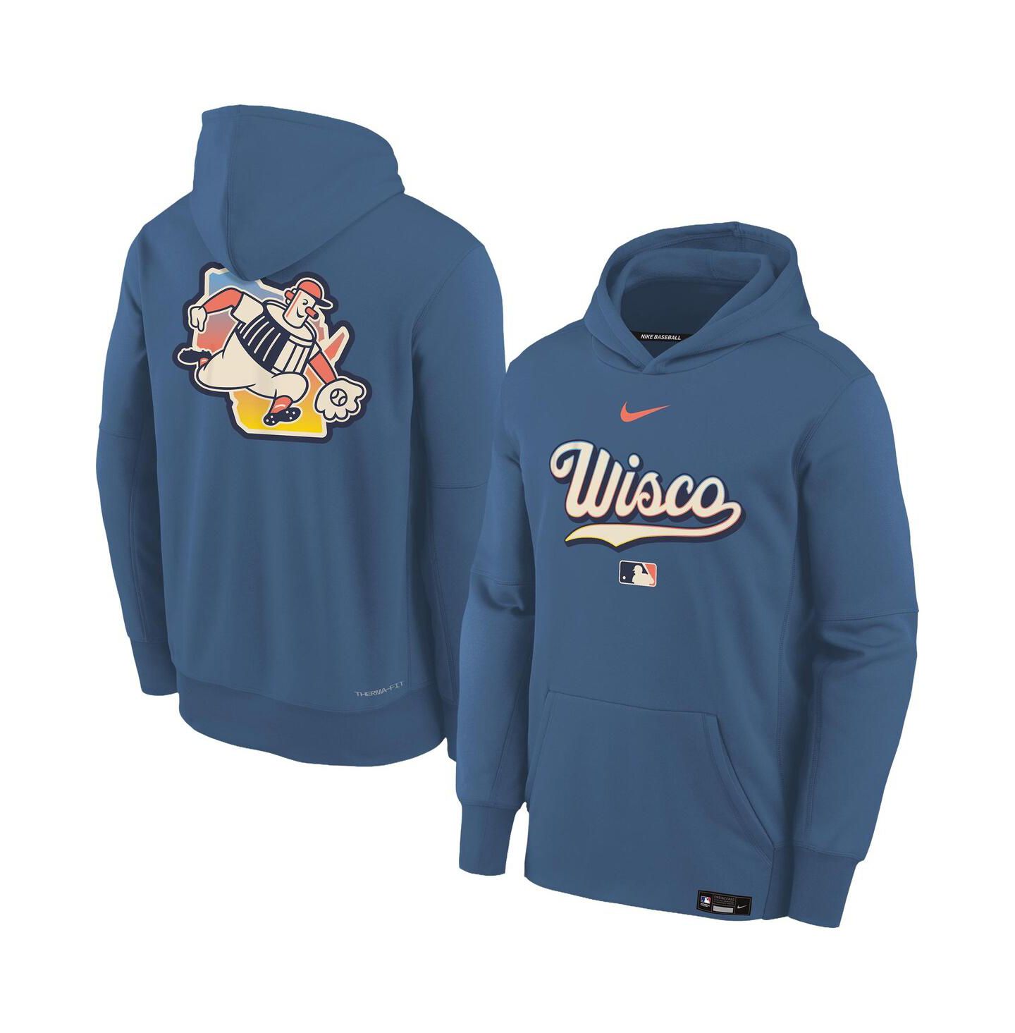 Детское худи Nike Blue Milwaukee Brewers 2026 City Connect Authentic Collection Therma-FIT — фото 1