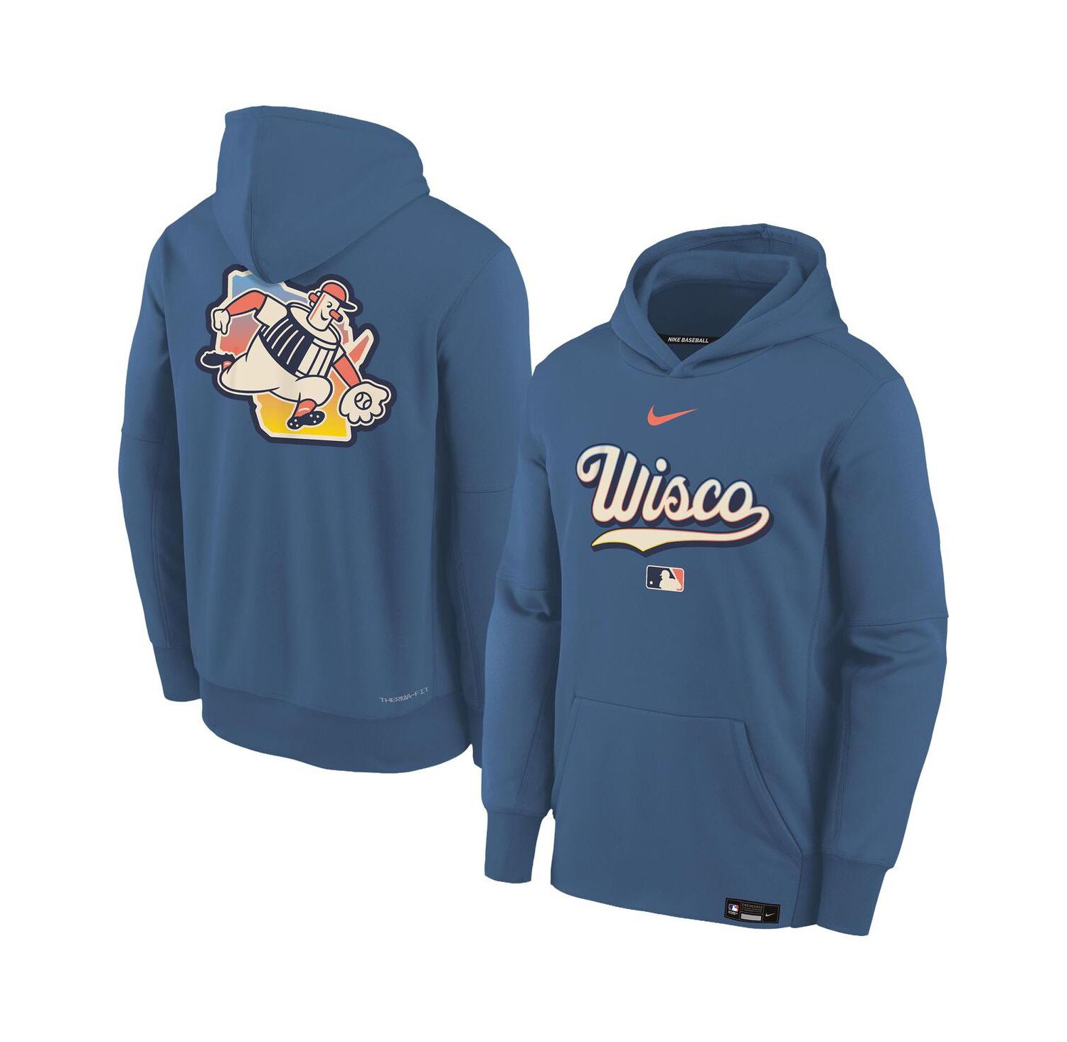 Big Boys and Girls Blue Milwaukee Brewers 2026 City Connect Authentic Collection Therma-FIT Hoodie