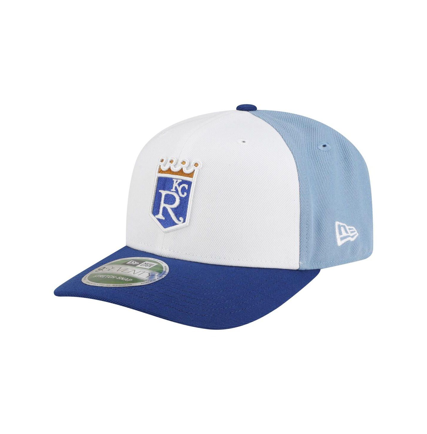 Мужская кепка New Era White/Light Blue Kansas City Royals Player Replica 9SEVENTY Adjustable Hat — фото 1