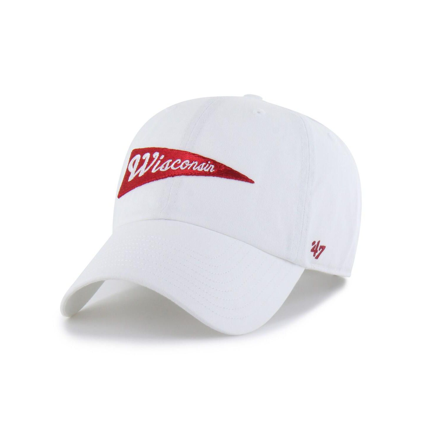 Мужская кепка '47 Brand White Wisconsin Badgers Vault Clean Up Adjustable Hat — фото 1