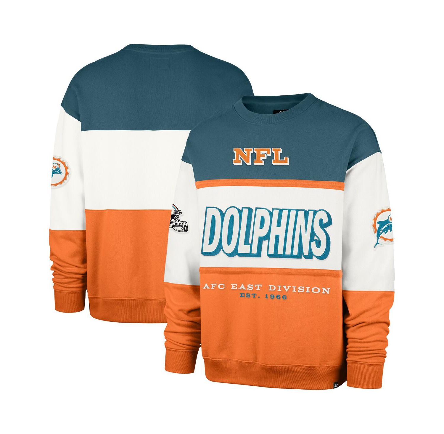 Men's Aqua/Orange Miami Dolphins Throwback Breeze Maximalist Sweatshirt