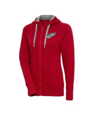 Women's Red Detroit Red Wings Metallic Logo Victory Full-Zip Hoodie