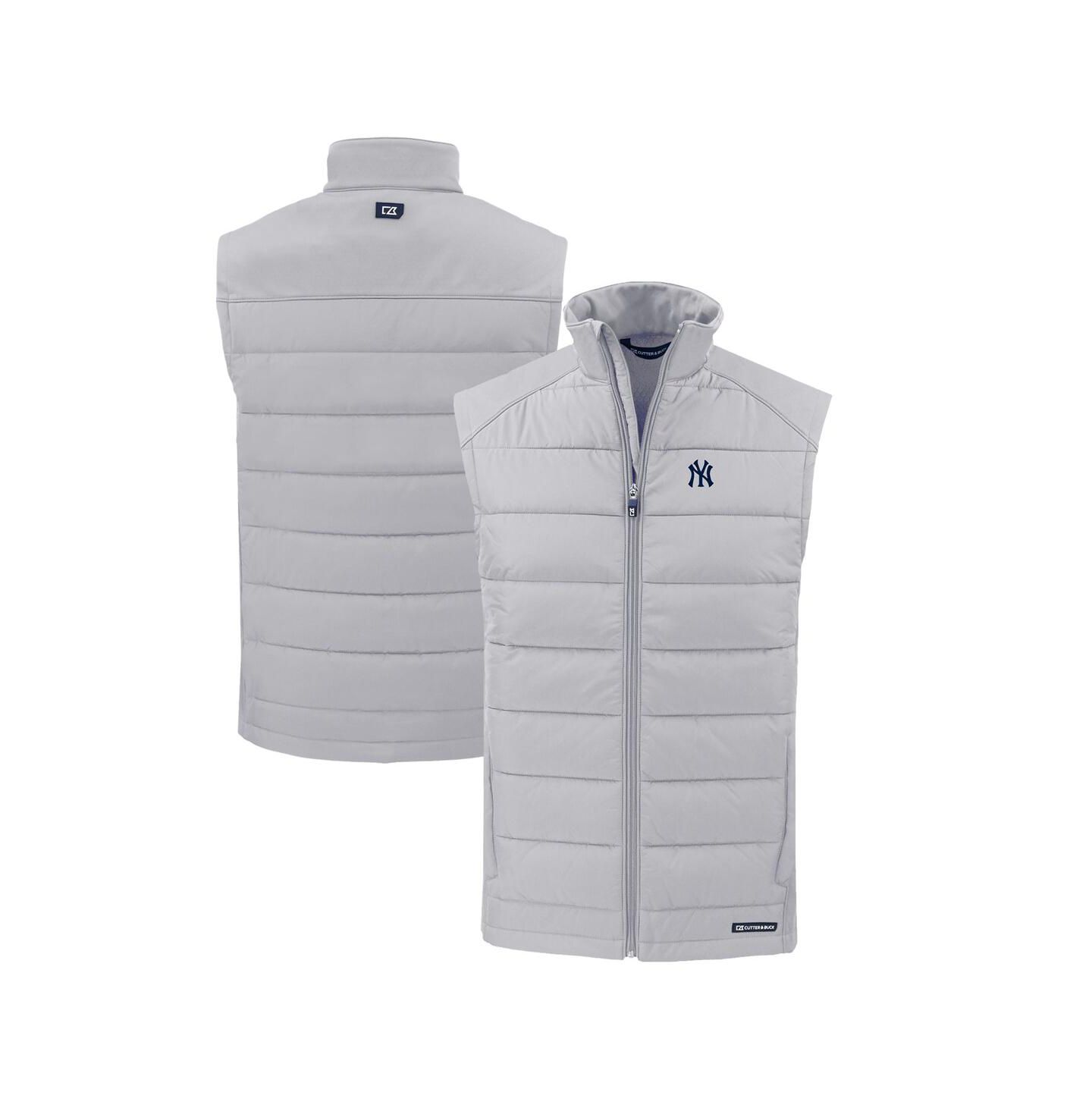 Мужской жилет Cutter & Buck Gray New York Yankees Evoke Hybrid Eco Softshell Full-Zip Vest — фото 1