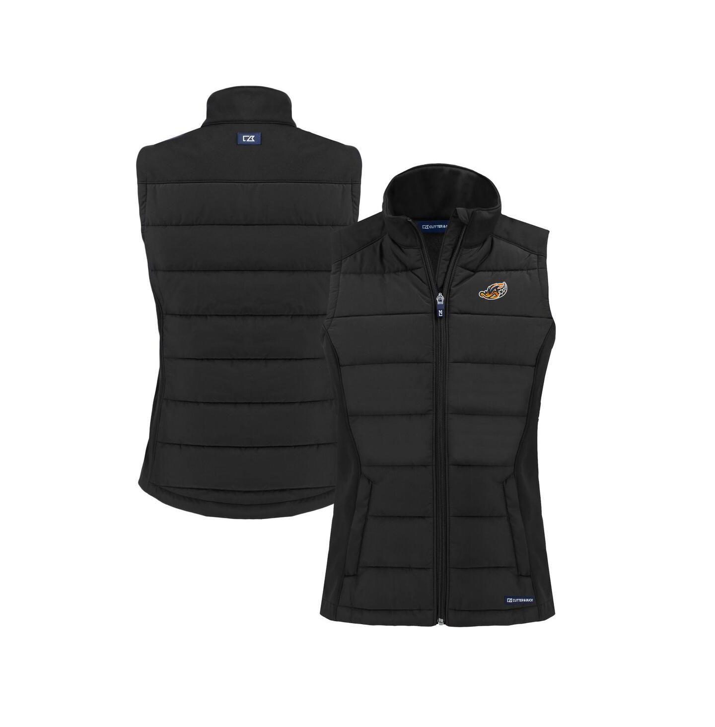 Женский жилет Cutter & Buck Black Akron RubberDucks Evoke Hybrid PrimaLoft Eco Softshell Full-Zip Vest — фото 1