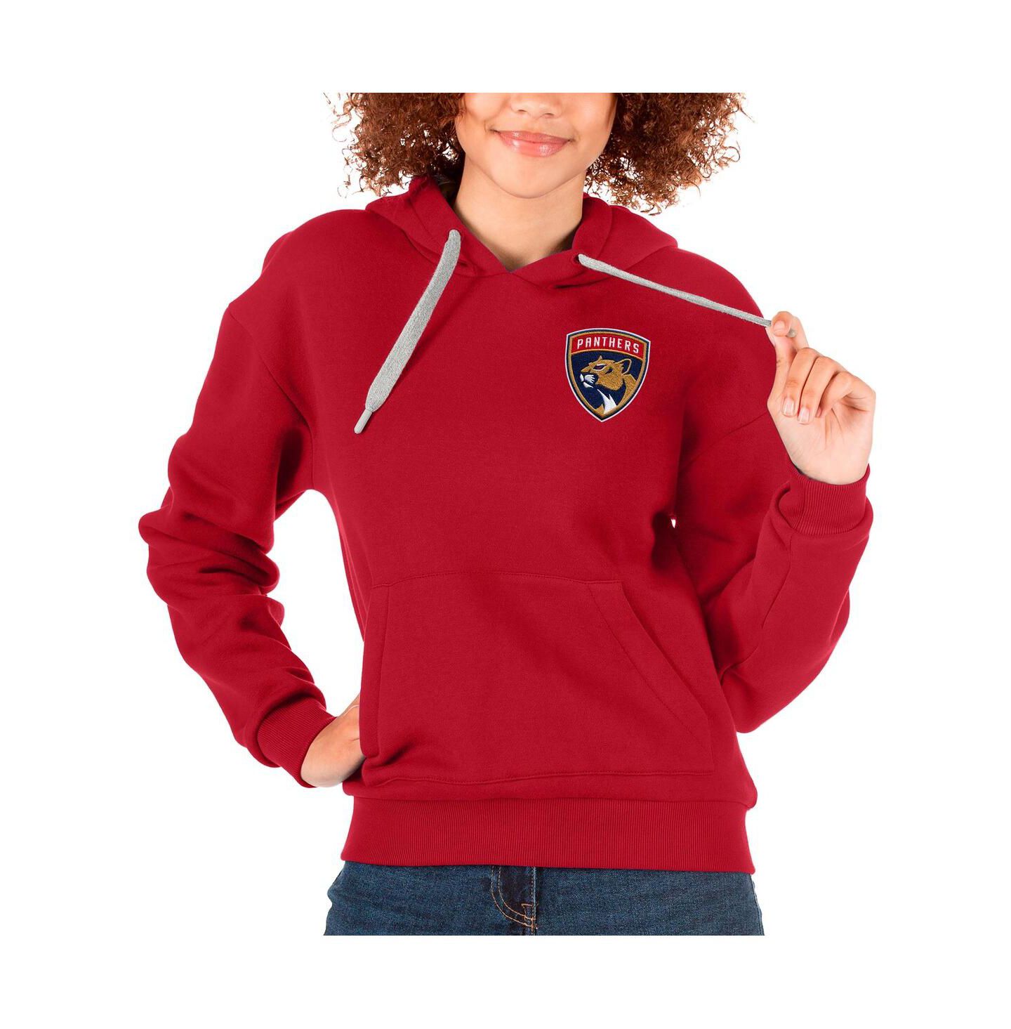 Женское худи Antigua Red Florida Panthers Primary Logo Victory Pullover — фото 1