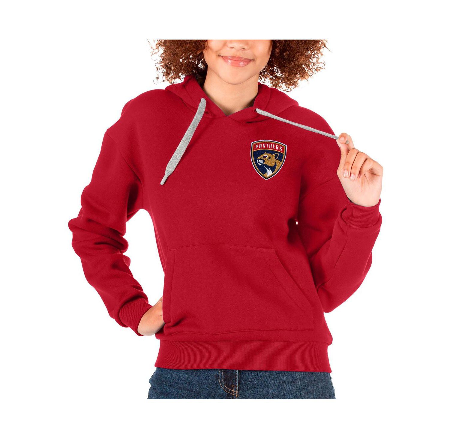 Women's Red Florida Panthers Primary Logo Victory Pullover Hoodie