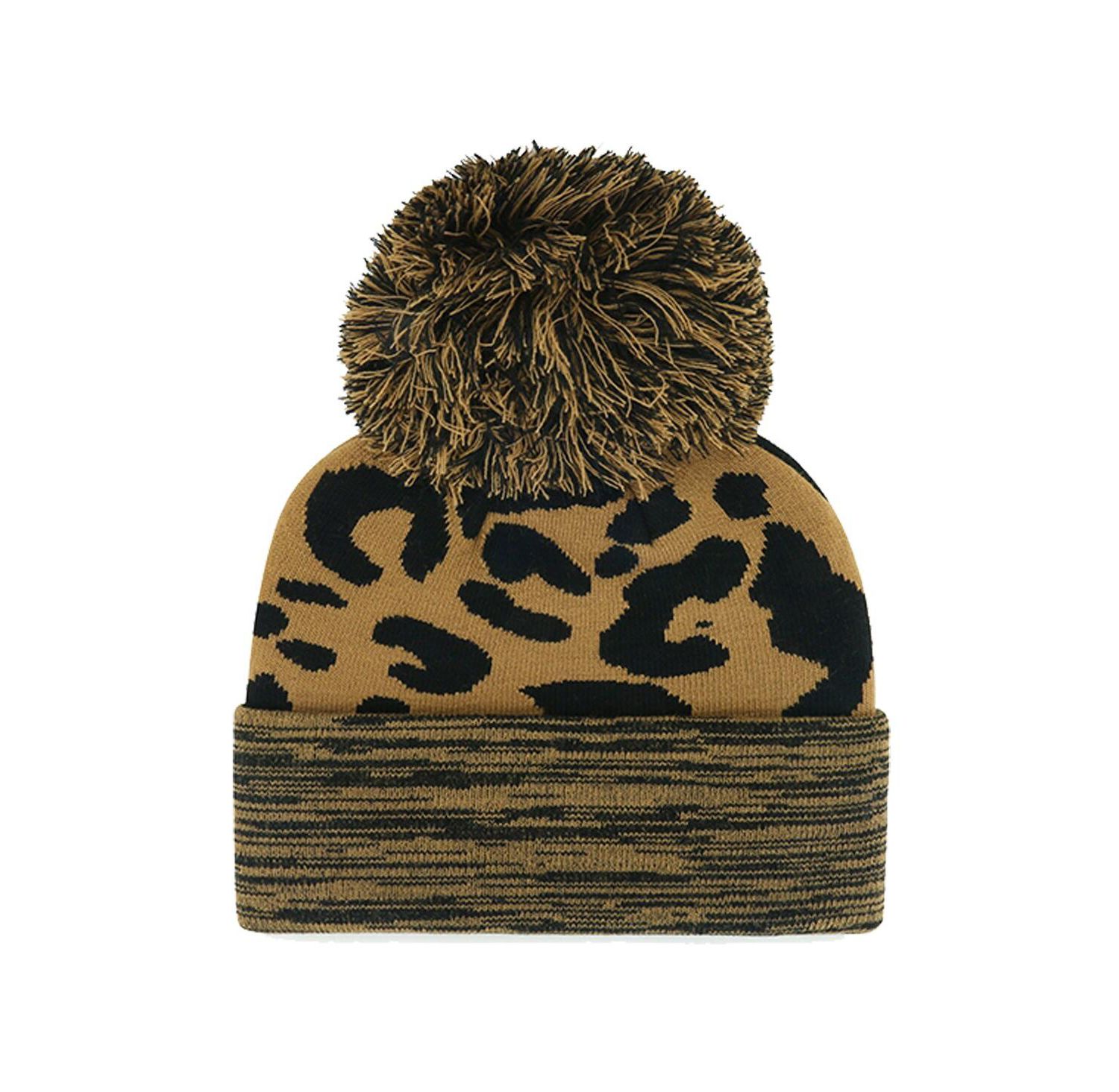 Women's Athletics Leopard Rosette Cuffed Knit Hat with Pom