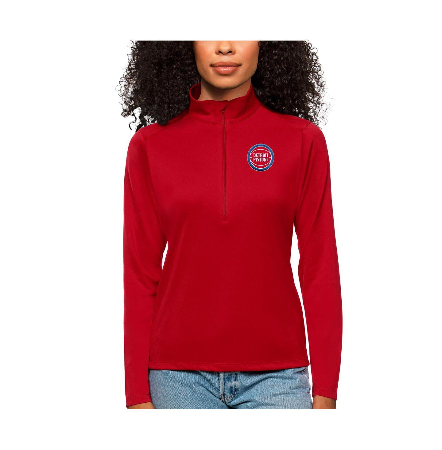 Женский топ Antigua Red Detroit Pistons Tribute Half-Zip — фото 1