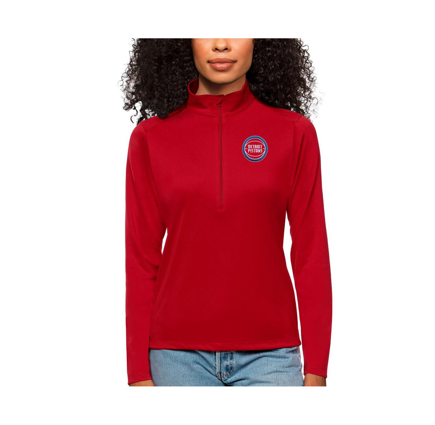 Women's Red Detroit Pistons Tribute Half-Zip Top