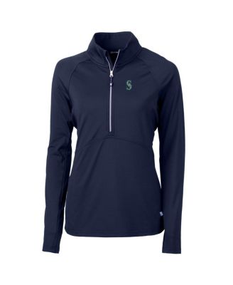 Women's Navy Seattle Mariners Adapt Eco Knit Stretch Half-Zip Pullover Top