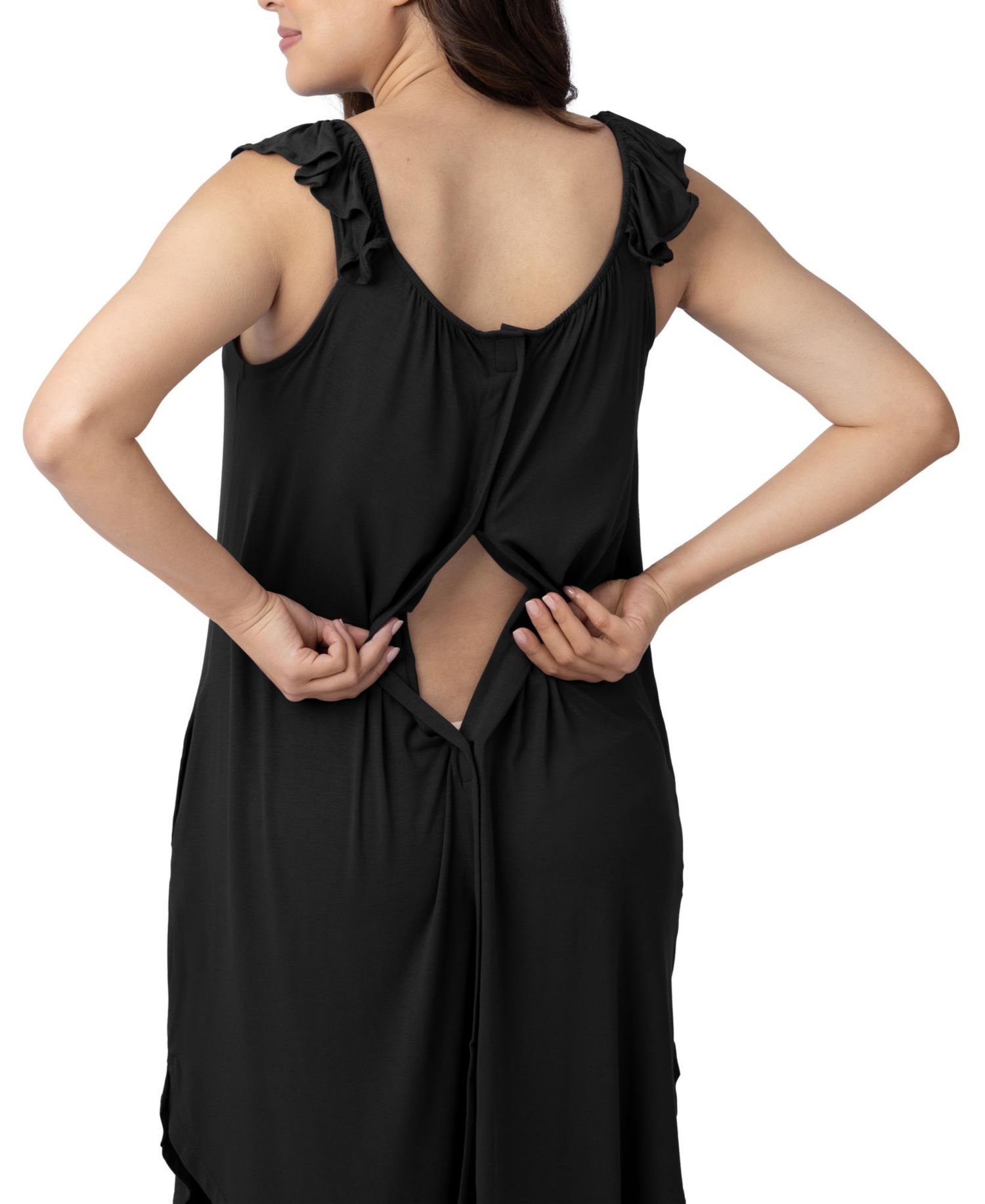 Women's Ruffle Strap Labor & Delivery Gown