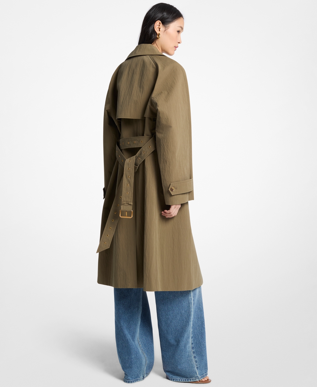 Michael Kors Women's Collared Neck Oversize Belted Trench Coat