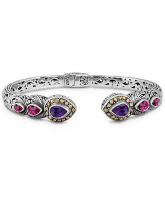 Amethyst, Cuff Bracelet in Sterling Silver and 18K Gold Accents