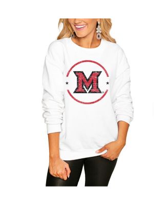 Women's White Miami University RedHawks End Zone Oversized Sweatshirt