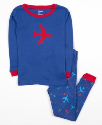 Leveret Baby Boys Boys 0-24M Two Piece Cotton Long Sleeve Vehicle Transportation Print Pajama Set - Airplane royal blue 24$