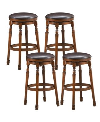 Set of 4 Swivel Bar Stool Leather Padded Dining Kitchen Pub Chair Backless