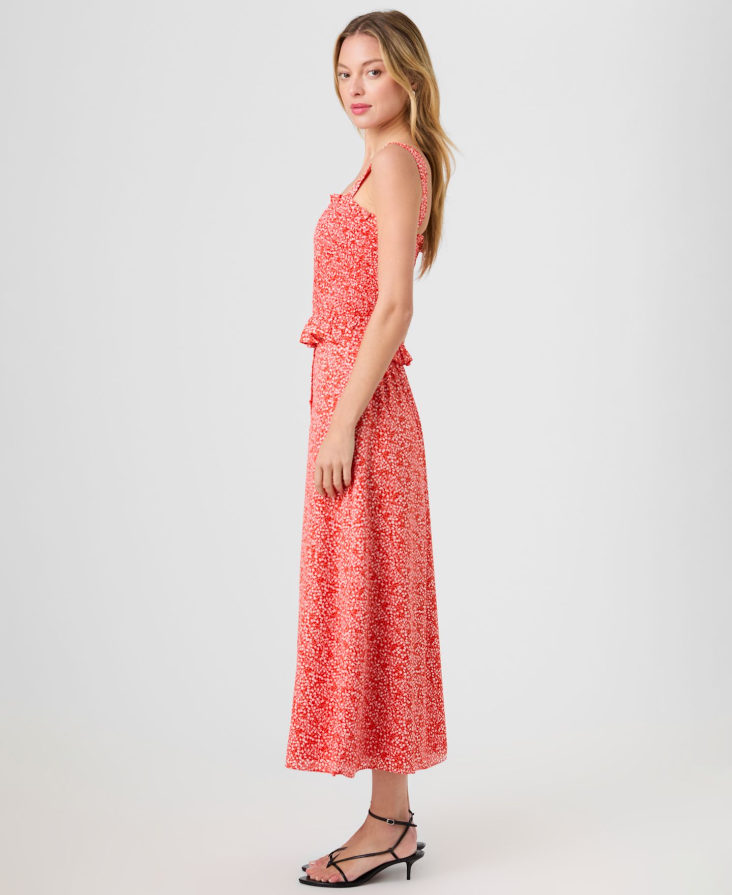 Женский топ French Connection Floral Print Smocked, цвет: Candied Apple — фото 3