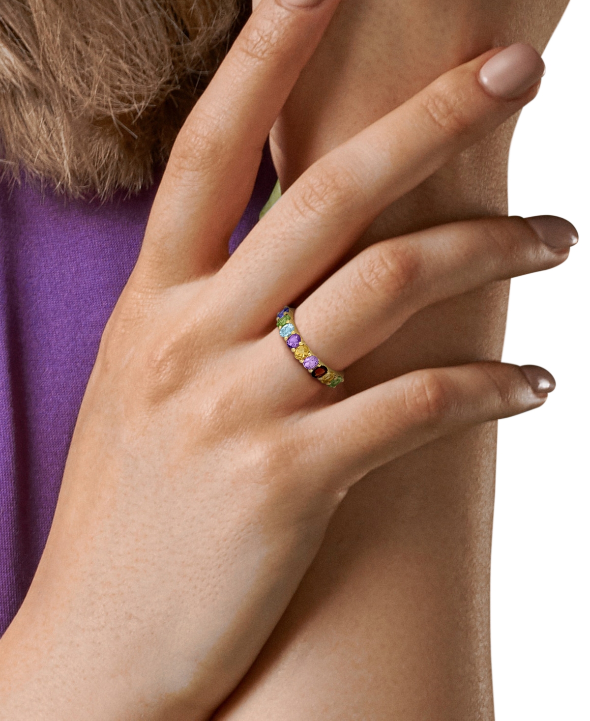 Macy's Multi-Gemstone (1-5/8 ct. t.w.) Ring in 18k Gold Flash Plated Sterling Silver
