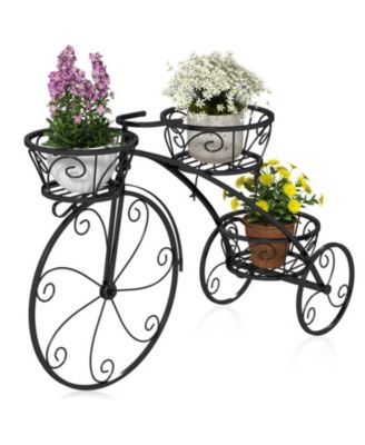 Metal Tricycle Plant Stand with 3 Hollow Baskets