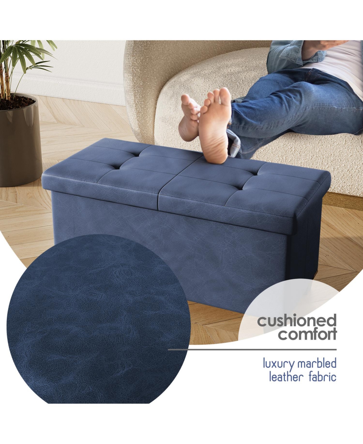 Nestl Inch Ottoman Storage Bench with Bins