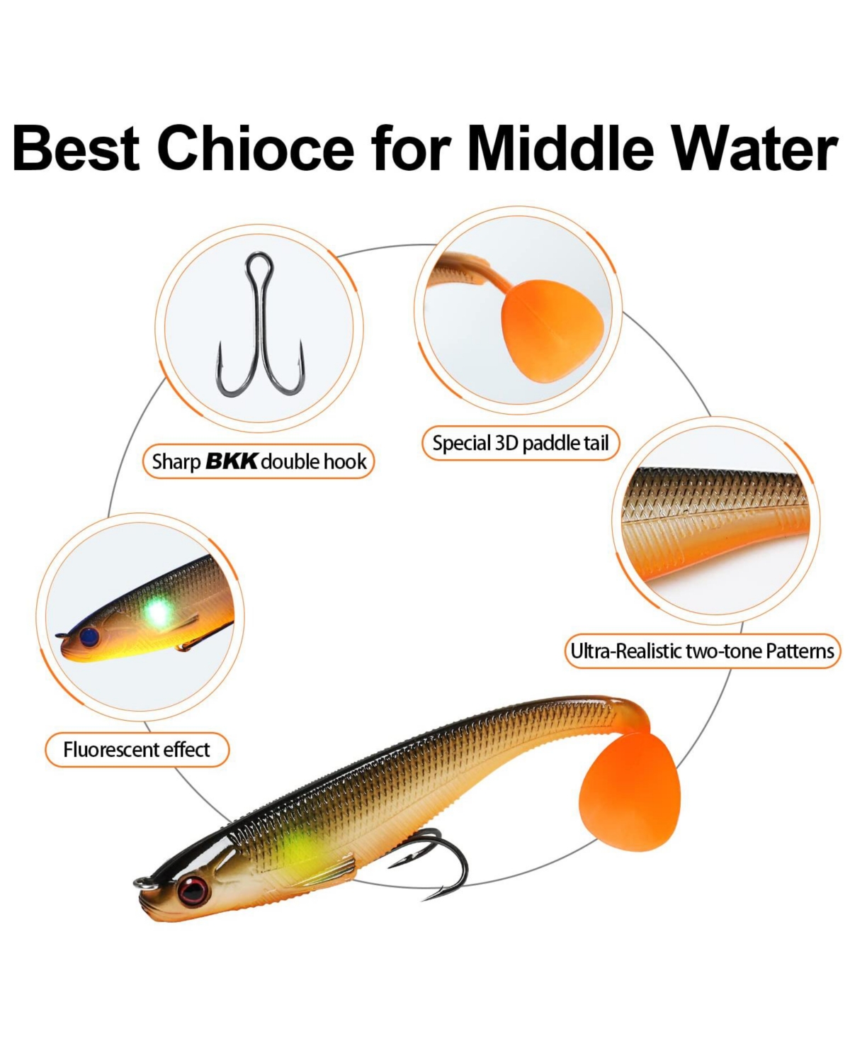 Gnuadz Easy Catch Pre-rigged Soft Swimbaits Vibrating Action Bass Fishing Lures