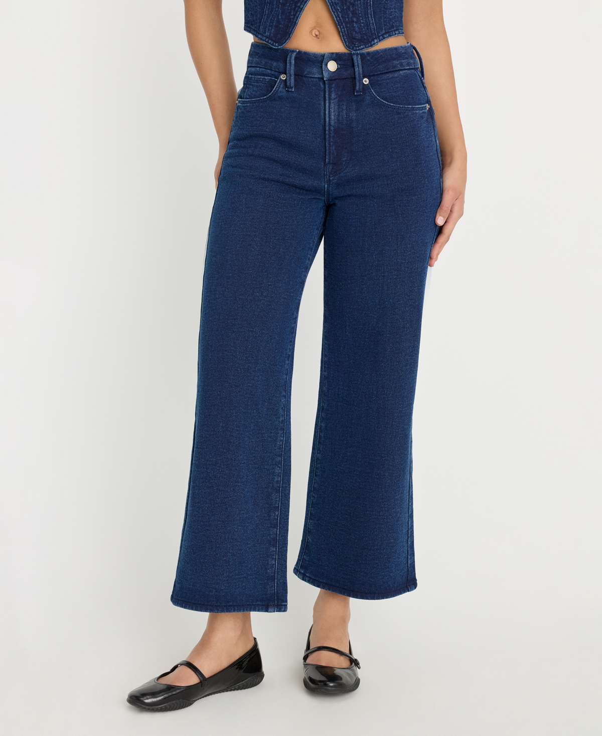 Good American Women's Jeanius Wide-Leg Crop Cotton Palazzo Pants