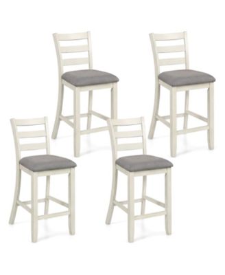 Bar Stools Set of 4 Upholstered Counter Height Barstools with Padded Seat Footrest
