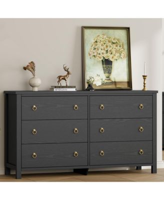 6 Drawer Modern Dresser, 47" Wide Wooden Storage Chest and TV Stand for Bedroom Living Room Hallway