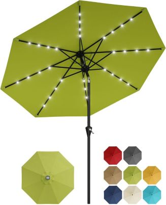 colored patio umbrella lights Solar LED Lighted w/ Tilt Adjustment, UV-Resistant Patio Premium Double Head Outdoor Umbrella is made from sturdy steel poles and 100% premium polyester fibre TASKBAY 9ft Solar Patio Umbrella