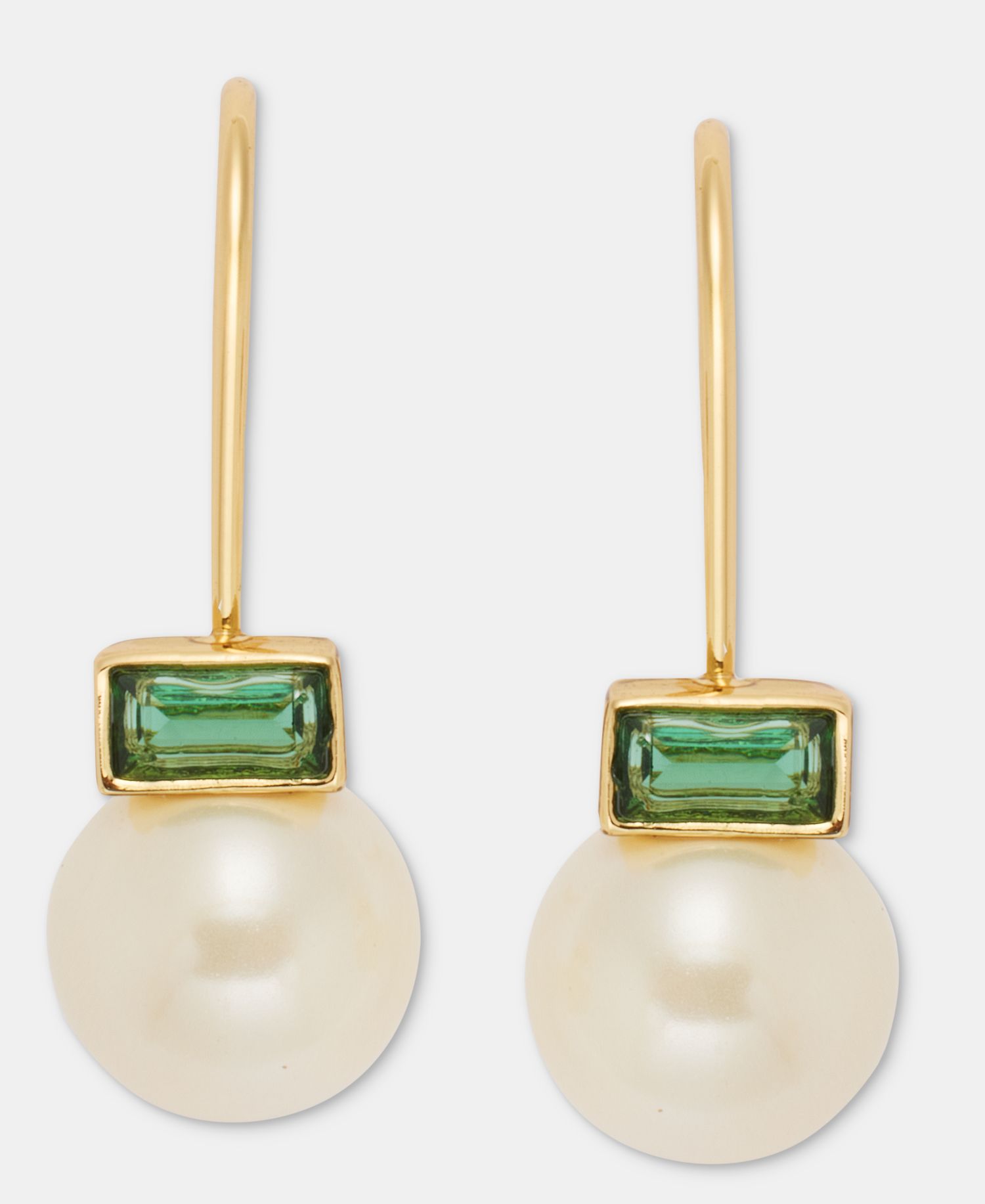 Baguette Stone & Imitation Pearl Drop Earrings
