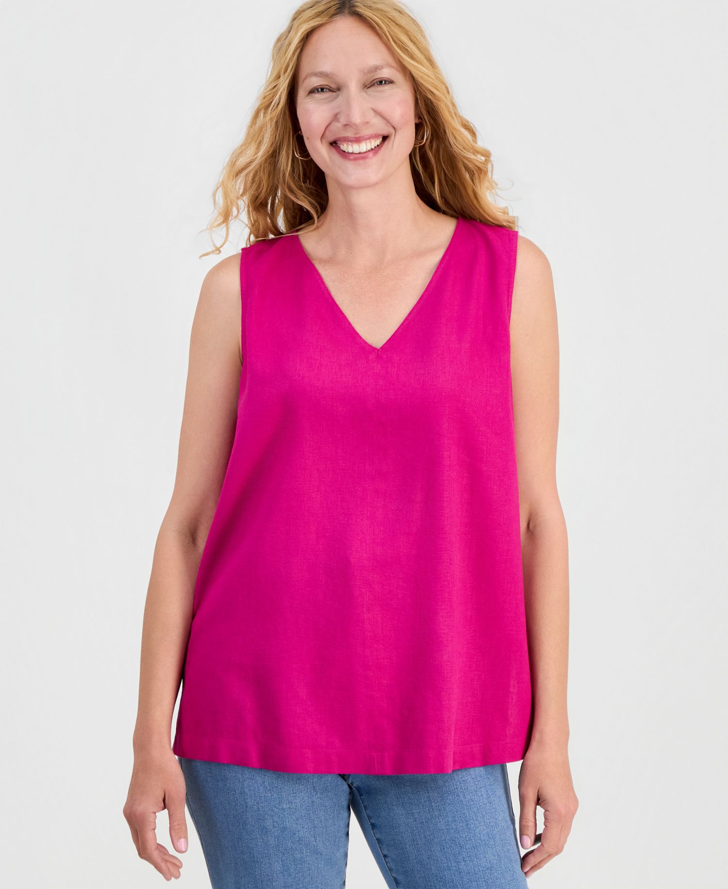 Women's Sleeveless Linen V-Neck Tunic