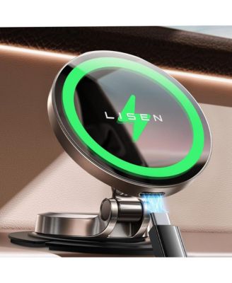 MagSafe Car Mount Charger, 15W Magnetic Wireless Phone Holder, Mini Dashboard Mount with Strong Adhesive for iPhone 17/16/15/14/13