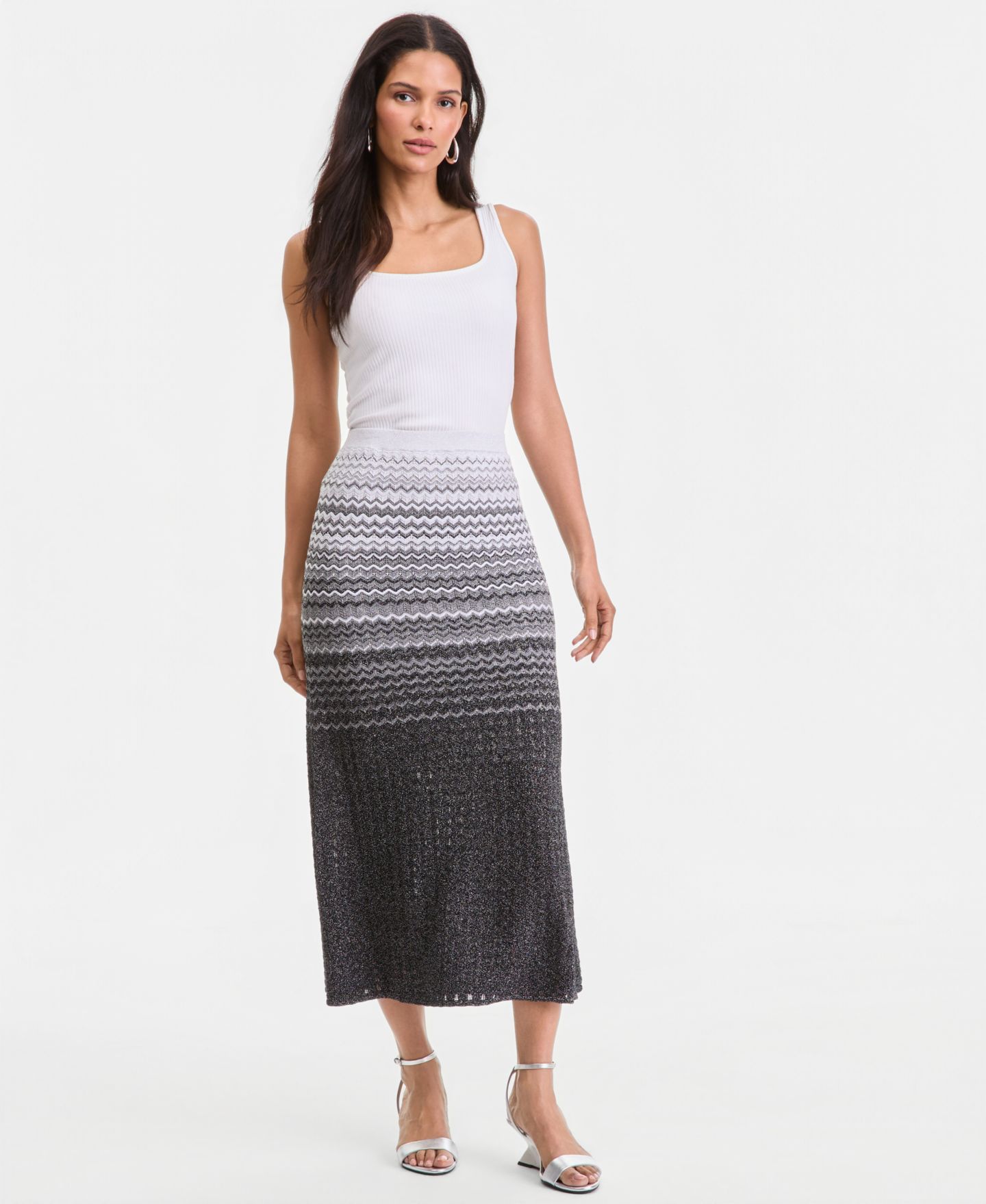 Женская юбка I.N.C. International Concepts Ombre Sweater Skirt, цвет: Чёрный серебряный комбинированный — фото 3