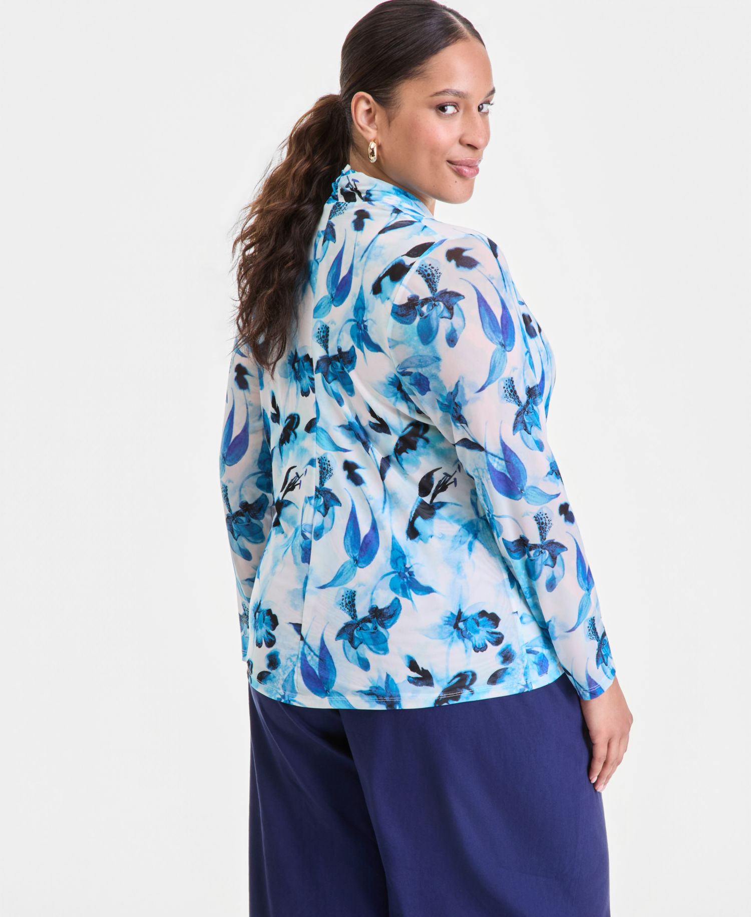 Plus Size Mesh Draped Top