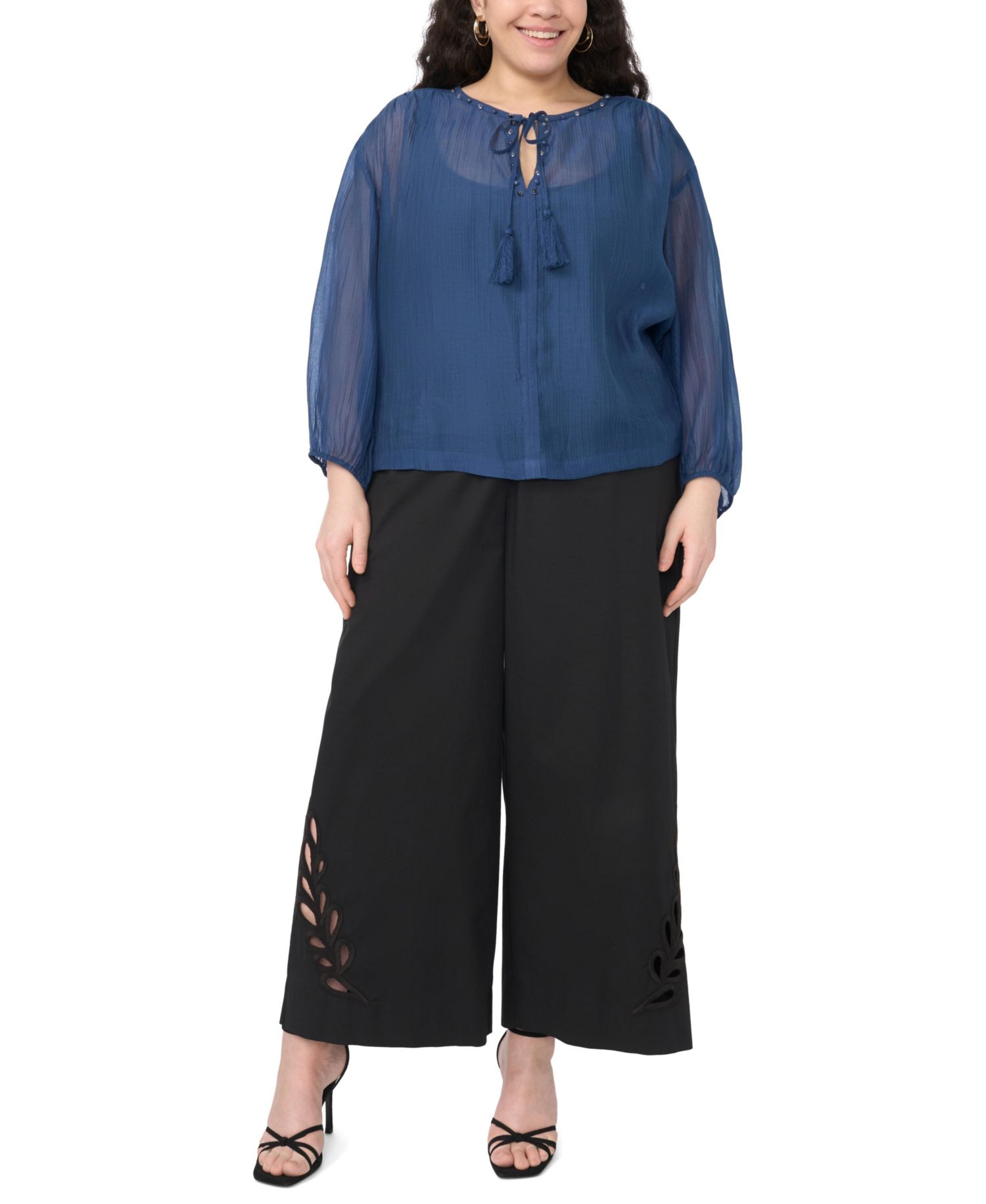 Plus Size Split Neck Top