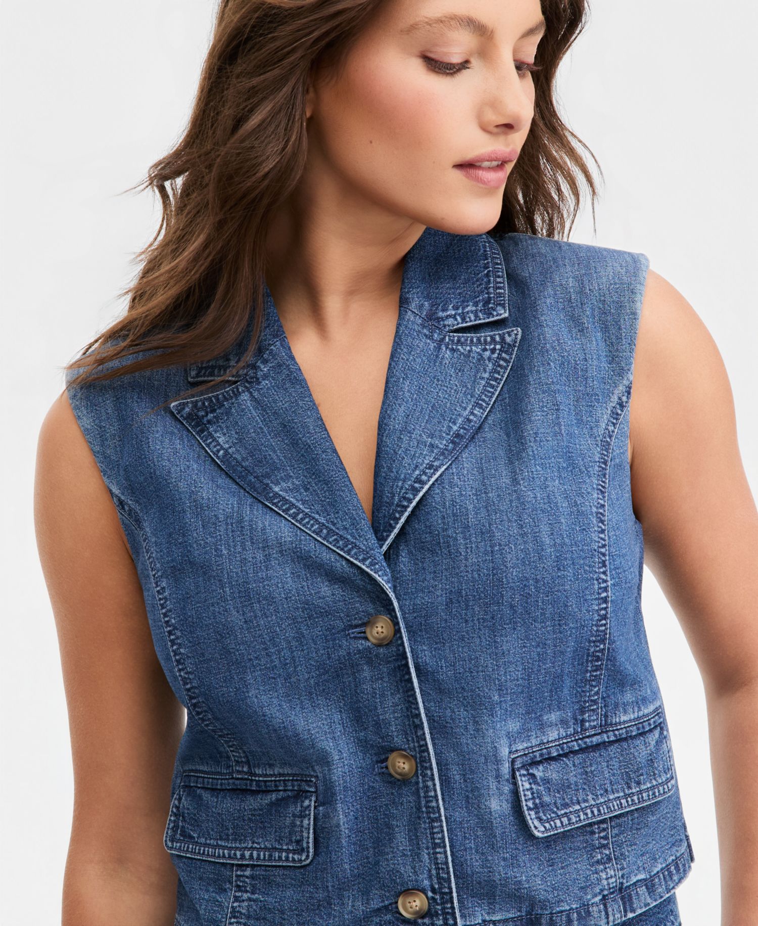 Women's Cropped Denim Vest