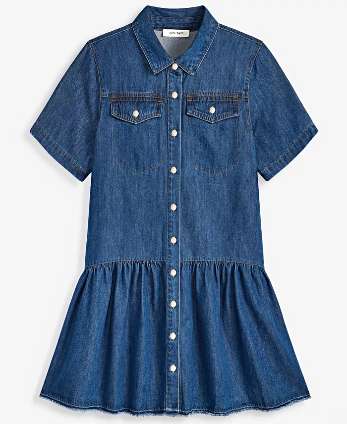 Women's Denim Short-Sleeve Minidress - thumbnail 6