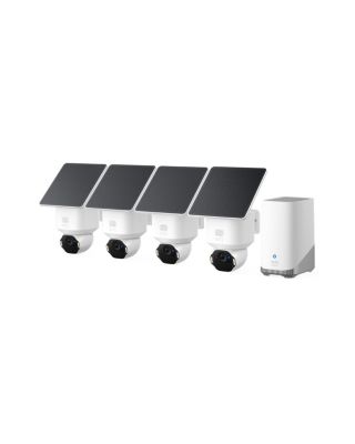 SoloCam E42 4 Cam Kit + HomeBase S380, 4K Solar Wireless Outdoor, AI Tracking, Pan/Tilt, Strobe, Face ID, 16TB Local