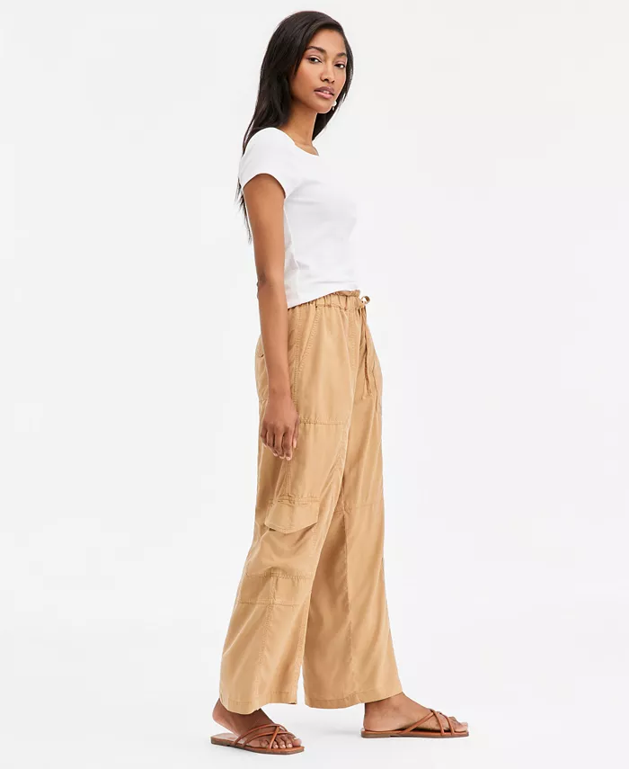 Women's Pull On Paperbag Cargo Wide Leg Pants - thumbnail 8