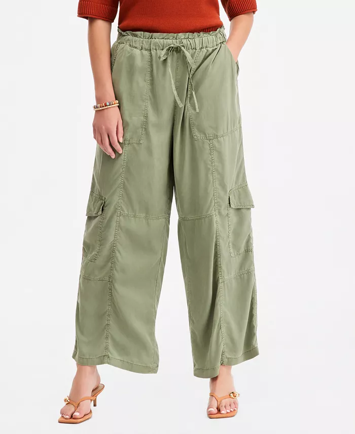 Women's Pull On Paperbag Cargo Wide Leg Pants - thumbnail 3